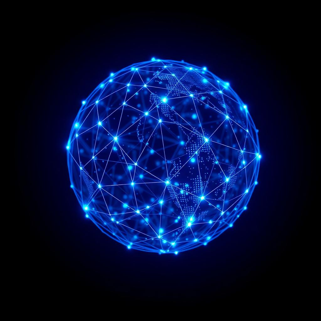 Neural network globe visualising Space AI's global technology infrastructure